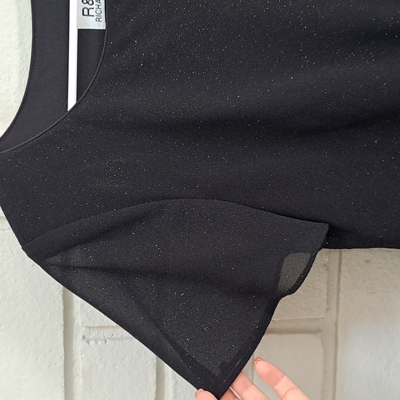 R & M Richard's Formal Black Silver Speckle Ruffled Midi Dress. Size 6P NWOT - Picture 2 of 9